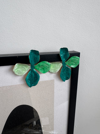 Emerald petal earrings