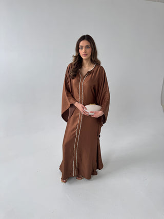 Brown pearl kaftan- marwa - Fash Focused