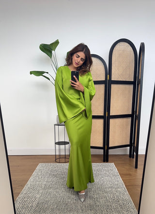 Lime dress with back tie- azli - Fash Focused
