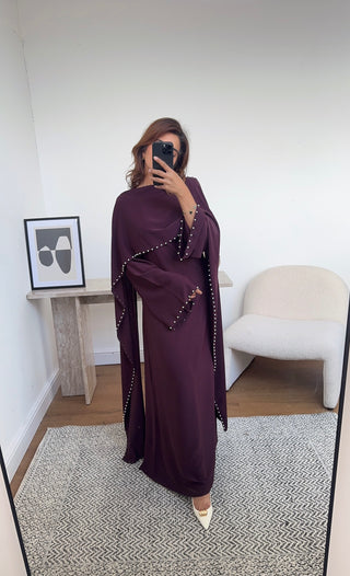 Plum pearl cape dress- sisi - Fash Focused