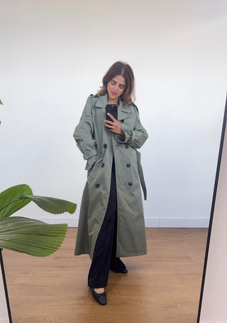 sage trench coat- ziya - Fash Focused