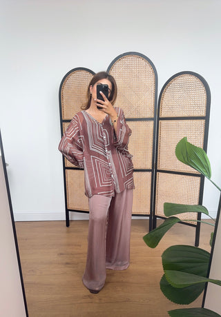 mauve printed chiffon coord- naiz