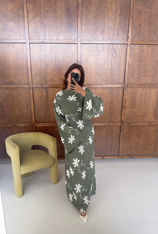 Olive embroidered fishtail dress- darla