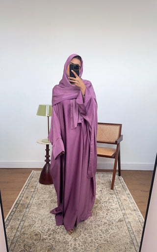 Violet three piece abaya set- siria - Fash Focused