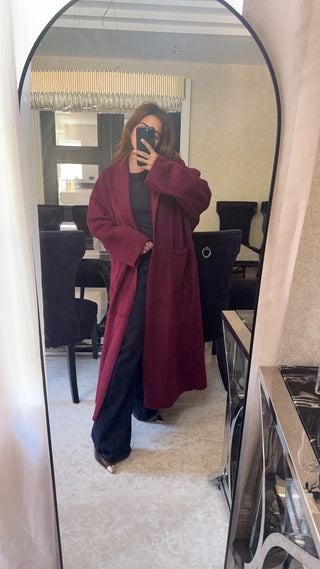 Burgandy Coatigan - canan - Fash Focused