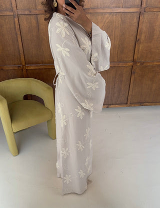 Cream embroidered fishtail dress- darla