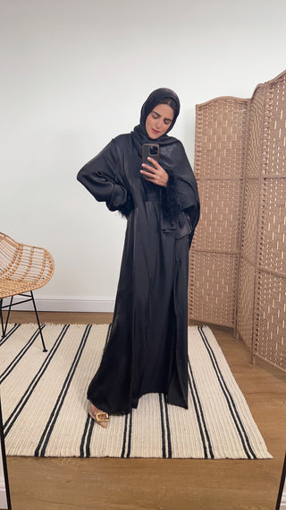 Kalina two piece abaya in black