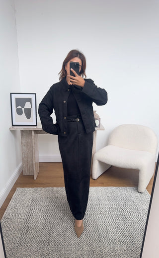 Black suede skirt two piece - kiah - Fash Focused