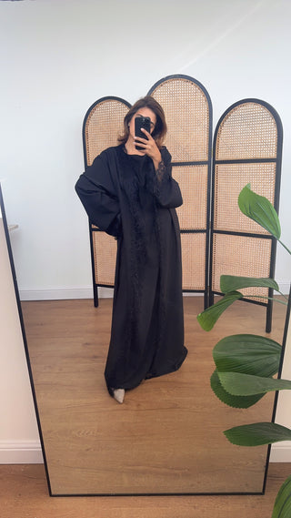 Black lace detail kimono two piece - liana