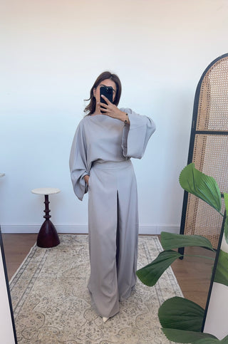 Taupe wide leg trouser Coord- lumi