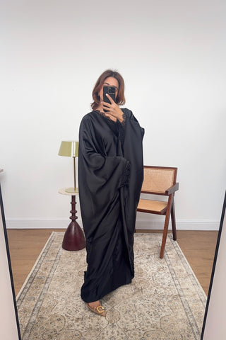 Black butterfly lace detail kaftan- vela - Fash Focused