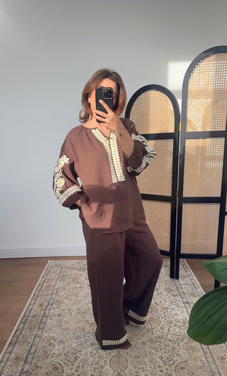 Chocolate cotton relaxed fit coord- cari - Fash Focused