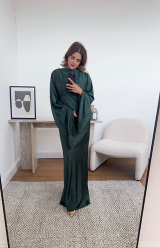 Emerald fishtail dress with back tie- tamara - Fash Focused