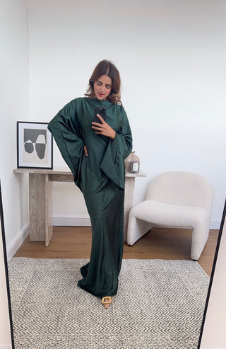Emerald fishtail dress with back tie- tamara - Fash Focused