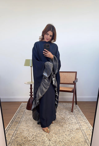Midnight blue frill kaftan -layana - Fash Focused
