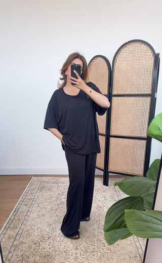 Black casual t shirt coord - Fash Focused