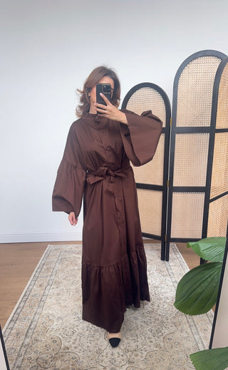 Coco high collar button cotton dress- faisa - Fash Focused