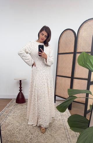 Cream fully lined lace dress- levina