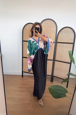 Black silk floral dress- lela