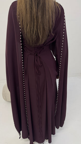 Plum pearl cape dress- sisi - Fash Focused