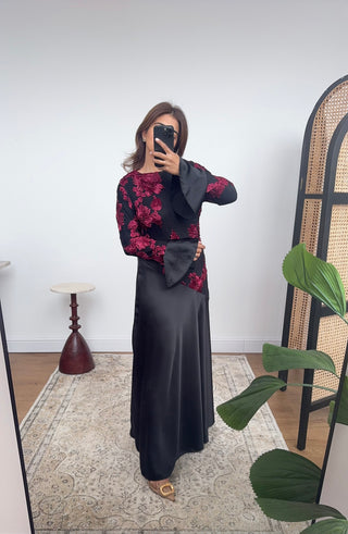 Burgandy and black dress- marielle
