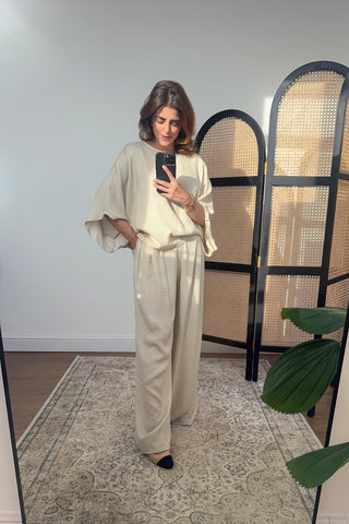 Beige flowy coord set- naiara - Fash Focused