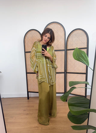 lime printed chiffon coord- naiz