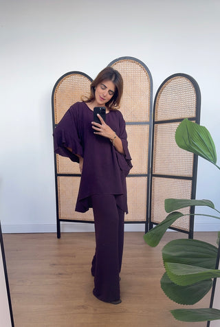 Plum basic frill sleeve Coord- ria