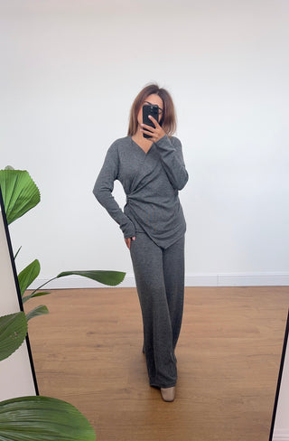 grey wrap coord- roselle - Fash Focused