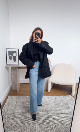 Black suede blazer- xia - Fash Focused