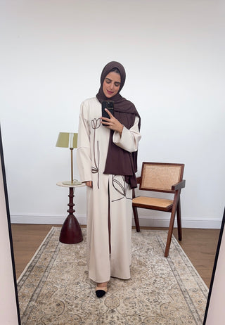 ivory petal embroidered button kimono- safa