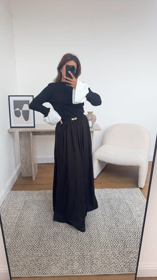 black maxi knit dress- ori - Fash Focused