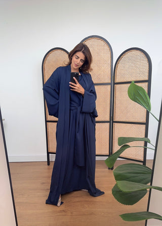 Navy two piece abaya set- hadia