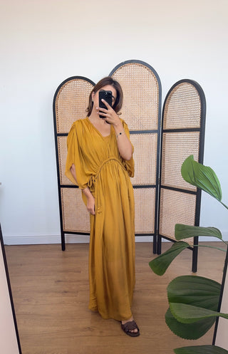 lela dress in mustard