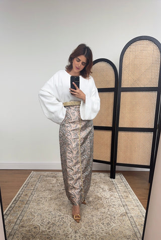 Blush brocade skirt coord-  aurora - Fash Focused