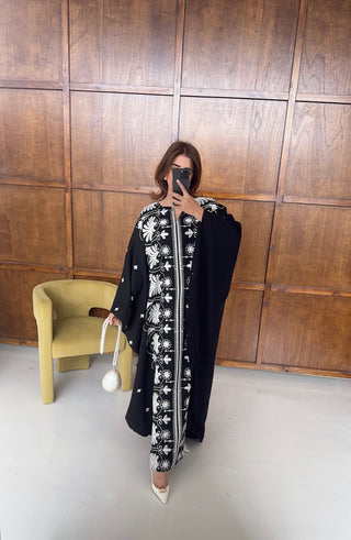 black embroidered kaftan - layla - Fash Focused