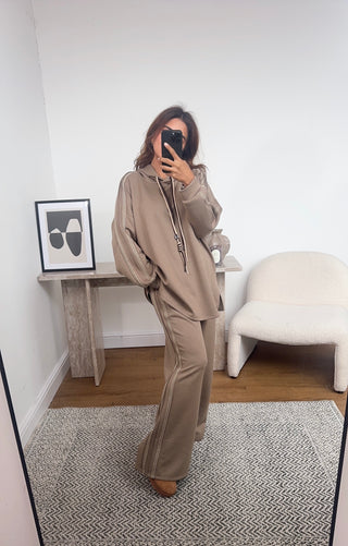 Taupe hoodie and joggers set- fai - Fash Focused