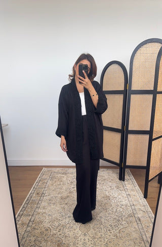 Black crochet kimono coord - abia - Fash Focused