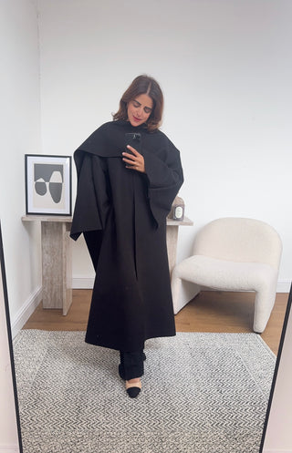 black long scarf cape jacket- daria - Fash Focused