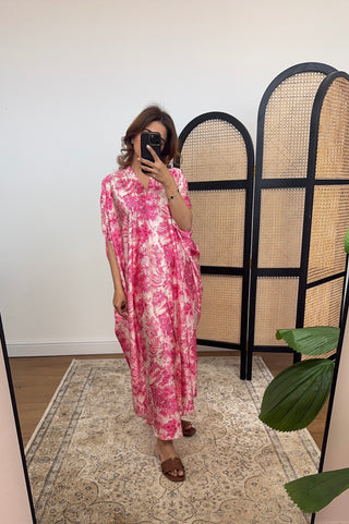 Diya dress printed pink (upto plus) - Fash Focused