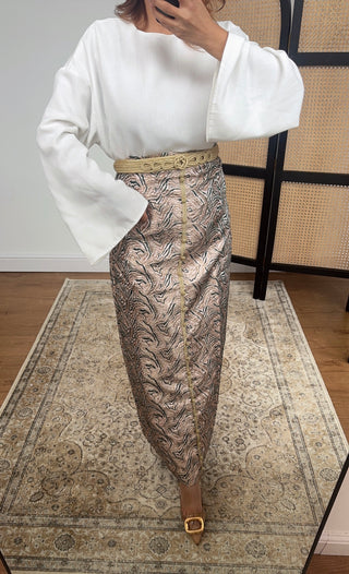 Blush brocade skirt coord-  aurora - Fash Focused