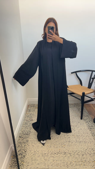 Open abaya Black- Fariba - Fash Focused