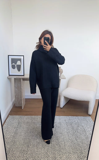 black high neck knit coord - nali - Fash Focused