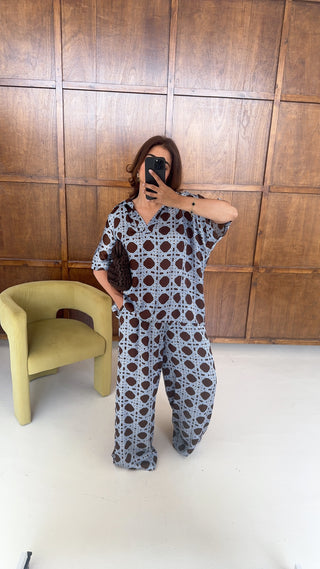 Blue/coco chain print coord- monaco