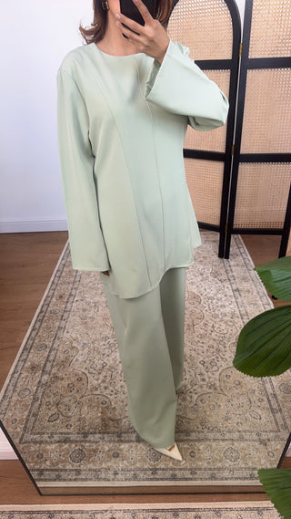 Sage minimal seam detail set- baya - Fash Focused