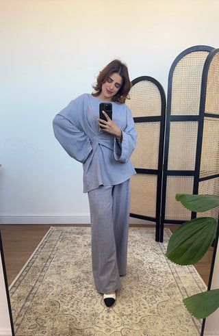 Blue twist tie back coord- riva - Fash Focused