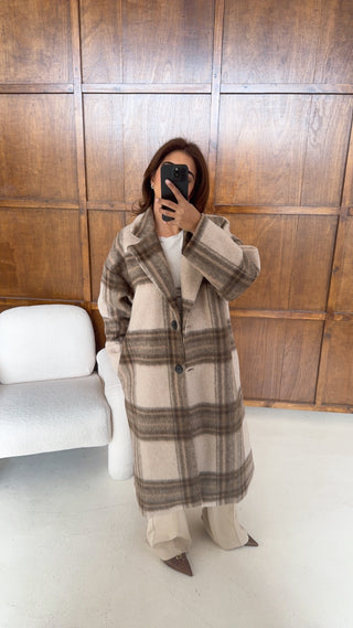 Beige check coat- marli