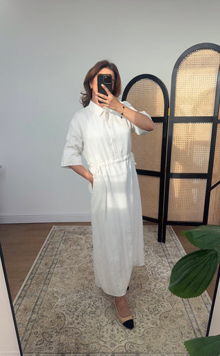 White stripe collar dress- iris - Fash Focused