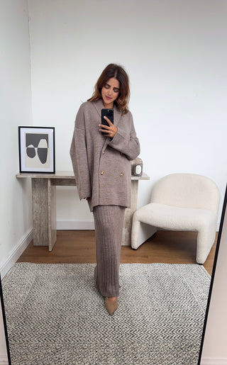 Taupe knit skirt coord -zia - Fash Focused