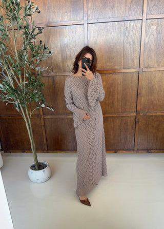 Taupe fully lined lace dress- jayna - Fash Focused